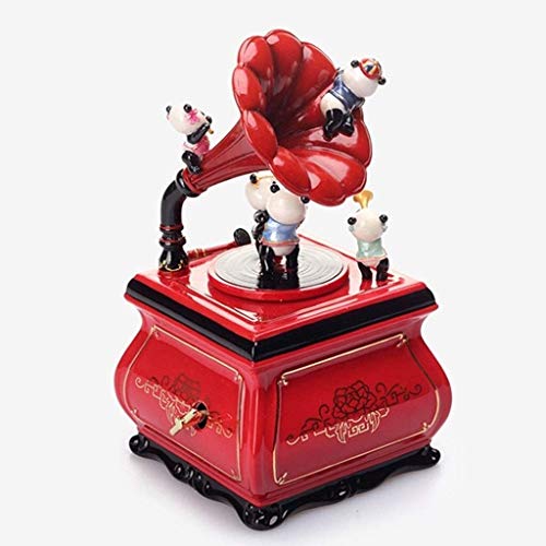 Caja de música de gramófono HQQSC retro para decoración de mesa 7