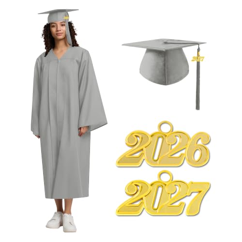 Image of Graduation Cap Gown 2026 2027 Matte Unisex for High School Bachelor | Heavyweight Matte Polyester,Zipper Closure,Adjustable Cap,Sizes 39-60,Bulk Orders Available
