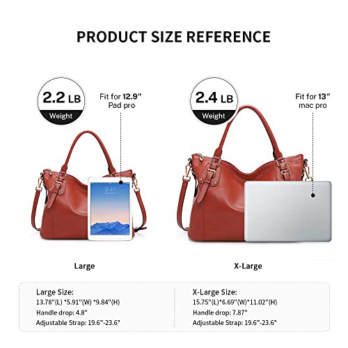 Kattee Genuine Leather Handbags Tote Shoulder Bag for Woman Satchel Designer Purse Top Handles Crossbody Bag Large Capacity - Image 4