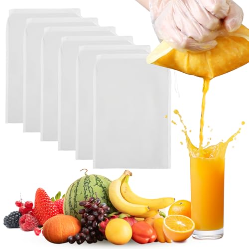 SUNNIFLY 6 peças Cheese Cloth, filtro de tecido reutilizável, saco de filtro de nylon de 20 x 30 cm para colar sumos de legumes, leite de soha, queijo, sumos de frutas, café, etc.