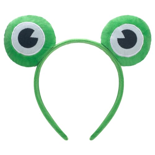 GHGMAO Cute Headband Frog Ears Headband Green Ears Plush Headbands Dress Up for Halloween Cosplay (Frog-Dark Green)