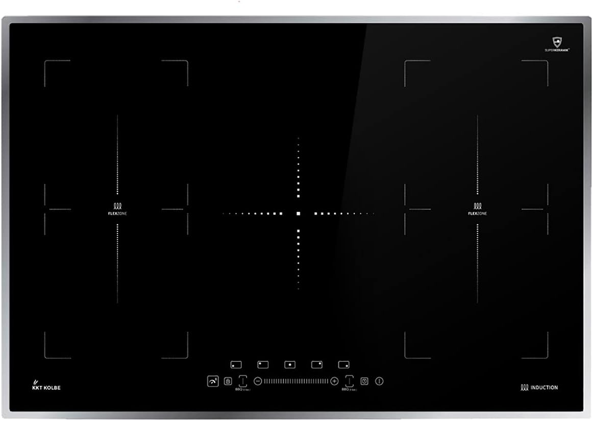 KKT KOLBE Piano cottura a induzione 77cm / Autarkic / 9,7kW / 9 passi / 5 zone / 2 zone flessibili/telaio in acciaio inox/tasti sensore TouchSelect/display a LED / IND7705FZ-ED KKT KOLBE Piano cottura a induzione 77cm / Autarkic / 9,7kW / 9 passi / 5 zone / 2 zone flessibili/telaio in acciaio inox/tasti sensore TouchSelect/display a LED / IND7705FZ-ED