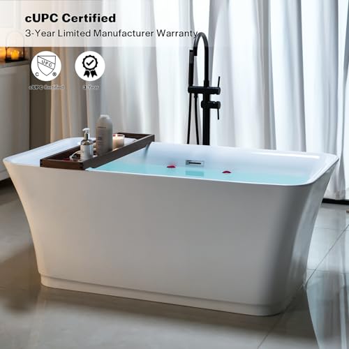 Image of Empava 59 inch Freestanding Luxury Acrylic Soaking SPA Tub Modern Stand Alone Bathtubs Model 59FT1511, White