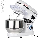 KALELAISU スタンドミキサー 5.5L大容量 ダブル攪拌フック同時作動設計 4種類アタッチメント付き 99分タイマー機能 七段階速度調節 一台三役 「練る」「混ぜる」「泡立てる」 家庭用 業務用 1000Wハイパワーモーター 卓上型ミキサー 業務用ミキサー キッチンエイド stand mixer パンこねき機