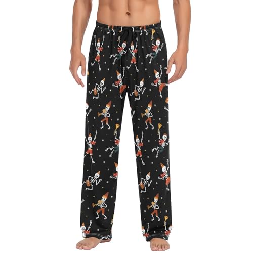 Musical Skeleton Men’s Pajama Bottoms Soft Lightweight Lounge Pants with Elastic Drawstring Waist3
