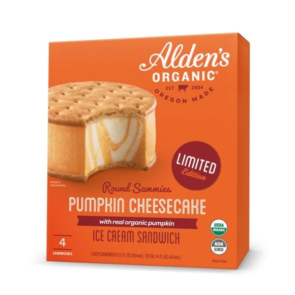 Aldens Organic, Pumpkin Cheesecake Ice Crean Sandwich, 14 Fl Oz