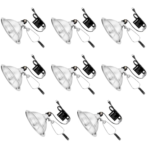 Image of VIVOSUN 8 Pack Clamp Lamp Light with Detachable 8.5 Inch Aluminum Reflector up to 150 Watt E26 Socket (No Bulb Included), 6 Feet Cord, UL Listed