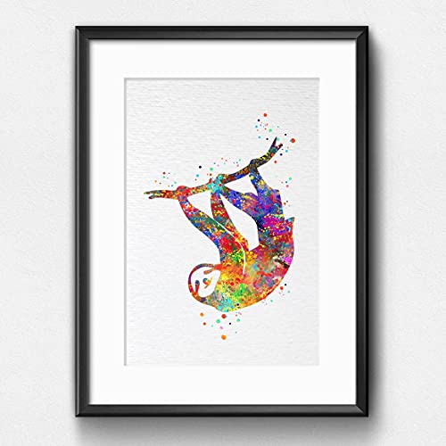 Dignovel Studios 8X10 Unframed Sloth Inspired Watercolor Illustrations Art Print Kids Wall Art Giclee Wall Art Home Decor Wall Hanging Birthday Wedding N432 #TOP6