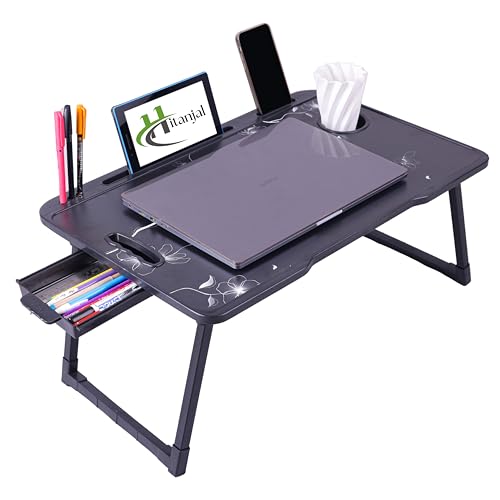 Image of Study Table Bed Table Premium Laptop Table /Foldable and Portable Wooden /Writing Desk for Office /Home /School (B Flower)