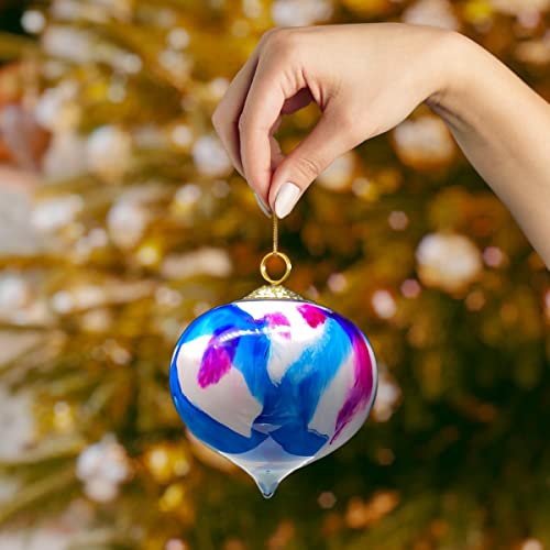 Sancai Handmade Glass Christmas Ball Ornaments, Xmas Tree Glass Christmas Ornaments, Blown Glass Ball Decorations, Christmas Wedding Decor Gift -3Pcs #TOP5