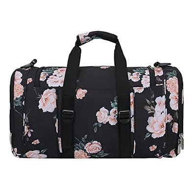 MOSISO Sports Duffel Peony Gym Bag with Shoe Compartment for Men/Women Dance Travel Weekender, Black