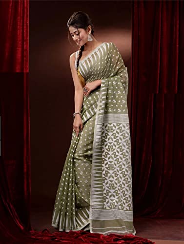 Sari Dhakai Jamdani sari indio de algodón textil musulmán mujer 950d 2