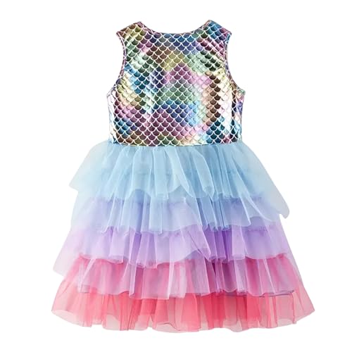 Toddler Girl Mermaid Tulle Tutu Birthday Party Dress Easter Halloween Summer SleevelessTank Sundress2