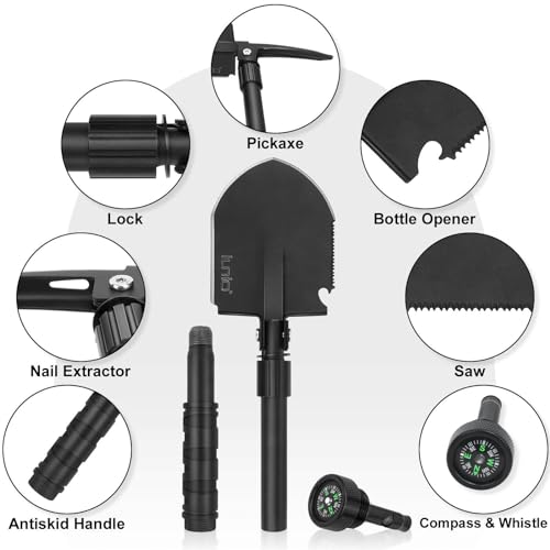image for iunio Folding Survival Shovel, Military-Grade Entrenching Tool, Collap