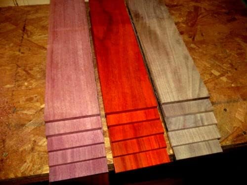 Lumber Wood for Woodworking - Construction - Landscaping 15 Piece MULTIPAK Thin Exotic Purpleheart, PADAUK, SAPELE 12" X 3" X 1/4"