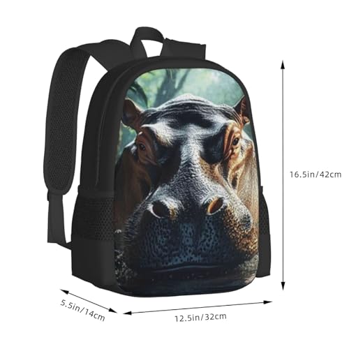 Backpack Lightweight Durable Bookbag with Adjustable Shoulder Straps & Padded Back 17 Inch Bags with Lion and Lioness in Jungle Painting3