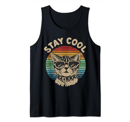 Stay Cool Funny Cats Gifts for Men and Women Tee Shirt Camiseta sin Mangas