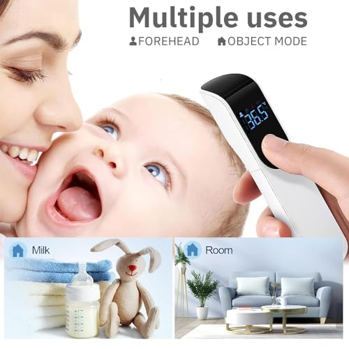 Termómetro Digital, Termometro Infrarrojos sin Contacto, Termometro Digital Frente con Alarma de Fiebre, Pantalla LCD, ℃ y ℉ Conmutable, Lectura Instantánea, Termometro Bebe Adultos (Blanco) - imagen 6