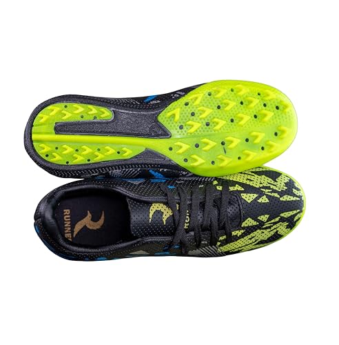 رانر حذاء رياضي لكرة القدم للجنسين من ستارز اند تارتان بلون اسود واخضر، مقاس 45 EU