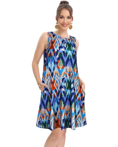 Image of elescat Women's Summer Dresses Casual Sleeveless Loose Sundress with Pocket