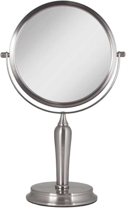 Anaheim Espejo de maquillaje redondo sin iluminación de 8,75 pulgadas, espejo de maquillaje con aumento 5X 1X, espejo de maquillaje con cabezal giratorio para escritorio