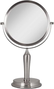 Zadro Anaheim 8.75 Round Non-Lighted Makeup Mirror 5X 1X Magnifying Makeup Mirrors Rotating Head Makeup Mirror for Desk