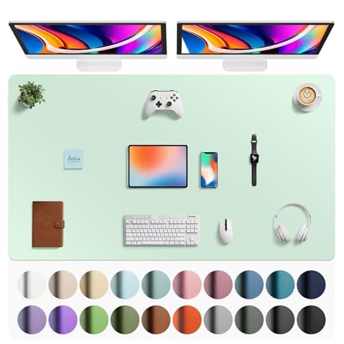 Aothia Faux Leather Desk Mat - Large Mouse Pad, Non-Slip PU Leather Blotter, Waterproof Writing Surface for Office and Home (Black, 63" x 24")