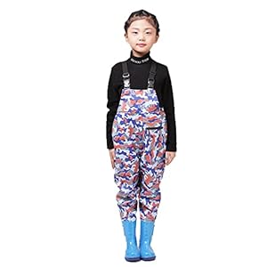 Waders Outdoor Steltlopers Voor Kinderen Met Regenlaarzen, Cartoon Patroon Afdrukken, PVC+gebreide Stof, Zakontwerp (Color : STYLE-A, Size : L/1 piece)
