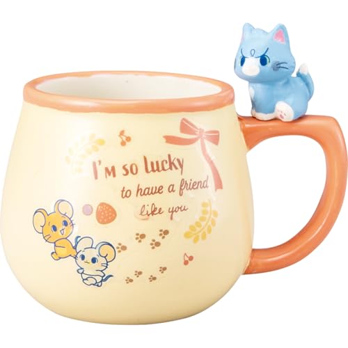 「 トムとジェリー とむとじぇりーごっこ 」 ベーカリー フィギュア付 マグカップ 約280ml 約9×10cm 食器 トムジェリ グッズ 雑貨 ピンク&イエロー SAN4495