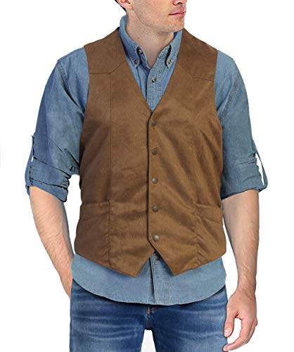 Gioberti VS-95S:CO-L Men'S 5 Button Faux Suede Vest thumb #1
