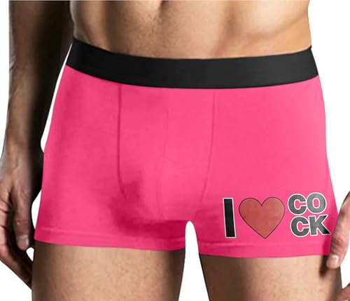 Knaughty Knickers I Heart Cock Love Dick Slutty Whore Pink Mens Boxer Brief Adult Fun Design