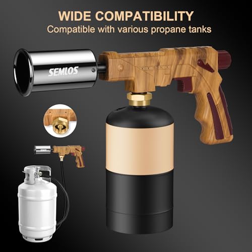 Image of Semlos Propane Torch - Kitchen Torch - Powerful Grill Gun - Charcoal Lighter - Campfire Starter - Sous Vide - Chef Blow Torch for Searing Steak & Creme Brulee & BBQ(Propane Tank Not Included)