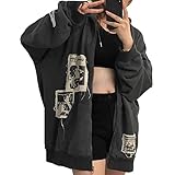 Fashion Design: Langarm, Brief Druck, Rückendruck, mit Kapuze und Taschen, einzigartig, modisch und lässig zu tragen, Vintage Stil, Oversize Passform, Sweatshirt ist für Damen jeden Alters geeignet.