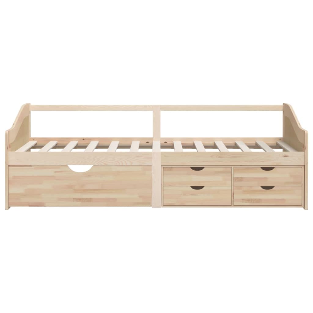 3-osobowe łóżko dzienne z litego drewna sosnowego, 90 x 200 cm, sofa do spania z 5 szufladami do przechowywania, uniwersalne łóżko dla gości, wytrzymała rama łóżka z drewna sosnowego ze