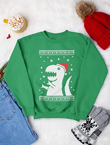 Tstars Big Trex Santa Ugly Christmas Sweatshirt for Men Tacky Sweater Style Funny Dinosaur Xmas Holiday Mens Sweatshirts4
