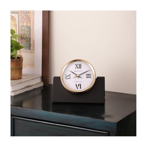 Image of Decor de Maison Handcrafted Marbellic Table Clock for Kids Room, Bedroom, Study Table, Office Desk | Classic Non-Ticking Tabletop Battery Operated Analog Desk Clock (Gold, Varner Table Clock)
