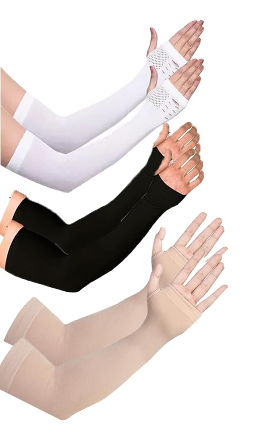 Image of Topibaaz Unisex Arm sleeves with UV Protection for Men and Women Outdoor Indoor Sports UPF 50 Arm Cover with Compression & Cooling Effect Summer Hand Gloves
