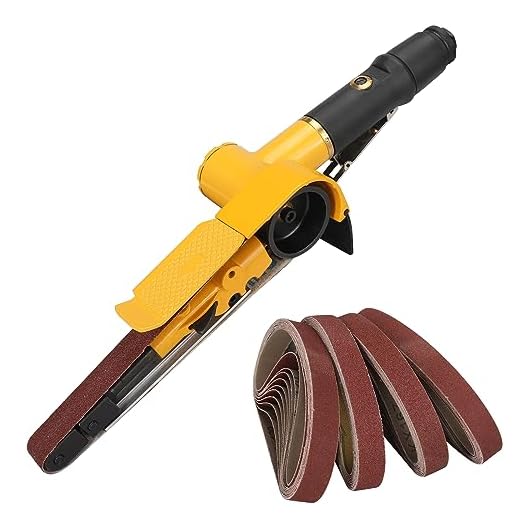 3/4" x 20-1/2" Pneumatic Sander Air Belt Sander Set With 14Pcs Belts,40/60/80/120Grit,1/4" Air Inlet Mini Air Belt Grinder Air Tool For Aluminium, Iron, Steel Metal Polishing