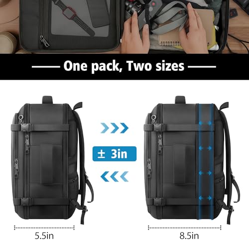 Ample Space Travel Backpack with LifetimeWarranty,Expandable Carry on Backpack with USB Cable Port,Fits 17.3"Laptop Notebook,Water Resistant Weekender Backpack Business Trips,Daily Travel,Black - Image 5