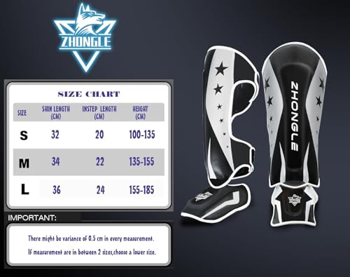 ZHONGLE Muay Thai Shin Guards - Durable PU Leather with Enhanced Cushioning, Adjustable MMA Shin Guards for Men & Women, Ideal for Kickboxing, Taekwondo, and Martial Arts Training - Thumbnail 2