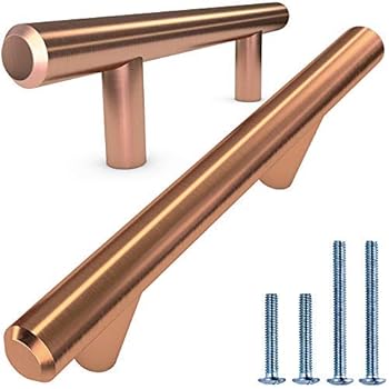 Copper Drawer Pull Satin Copper Modern Furniture Drawer Handle Pulls Kitchen Cupboard T Bar Pull Handles 5 Center To Center Amazon Com