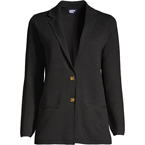 Lands' End Women's Fine Gauge Cotton Button Front Blazer Sweater3
