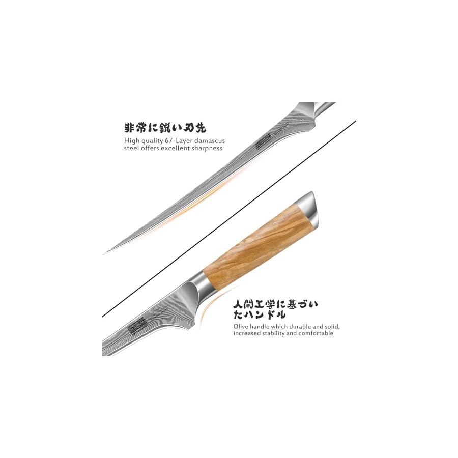 7-Inch-Damascus-Fillet-Knife-Professional-VG-10-Super-Steel-Japanese-Boning-Knife-Ultra-Sharp-Fish-Knife-with-Ergonomic-Olive-Wood-Handle HOSHANHO 7 Inch Damascus Fillet Knife, Professional VG-10 Super Steel Japanese Boning Knife, Ultra Sharp Fish Knife with Ergonomic Olive Wood Handle