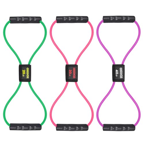 Image of Figure 8 Resistance Bands with Handles for Women Men, Exercise Bands for Back, 8 Shaped Resistance Bands for Arms, Shoulder, Leg Stretching, Physical Therapy, Yoga, Pilates, Home Gym Workout Equipment