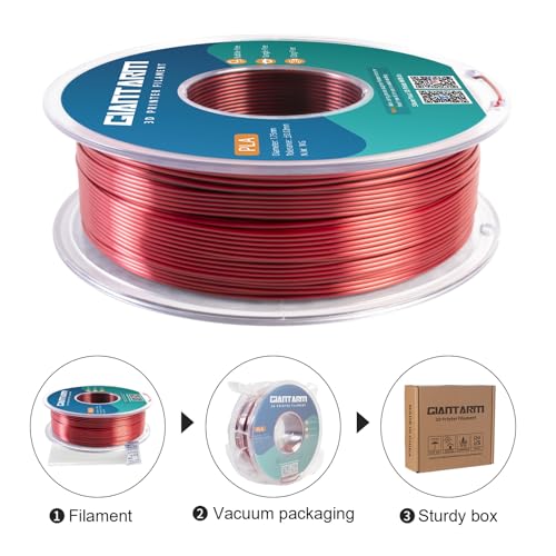 Image of GIANTARM Dual Color PLA Filament, Silk PLA Filament 1.75mm + /-0.02mm,1KG Spool(2.2lbs) Vacuum Packaging, 3D Printing Filaments Fit Most FDM Printer