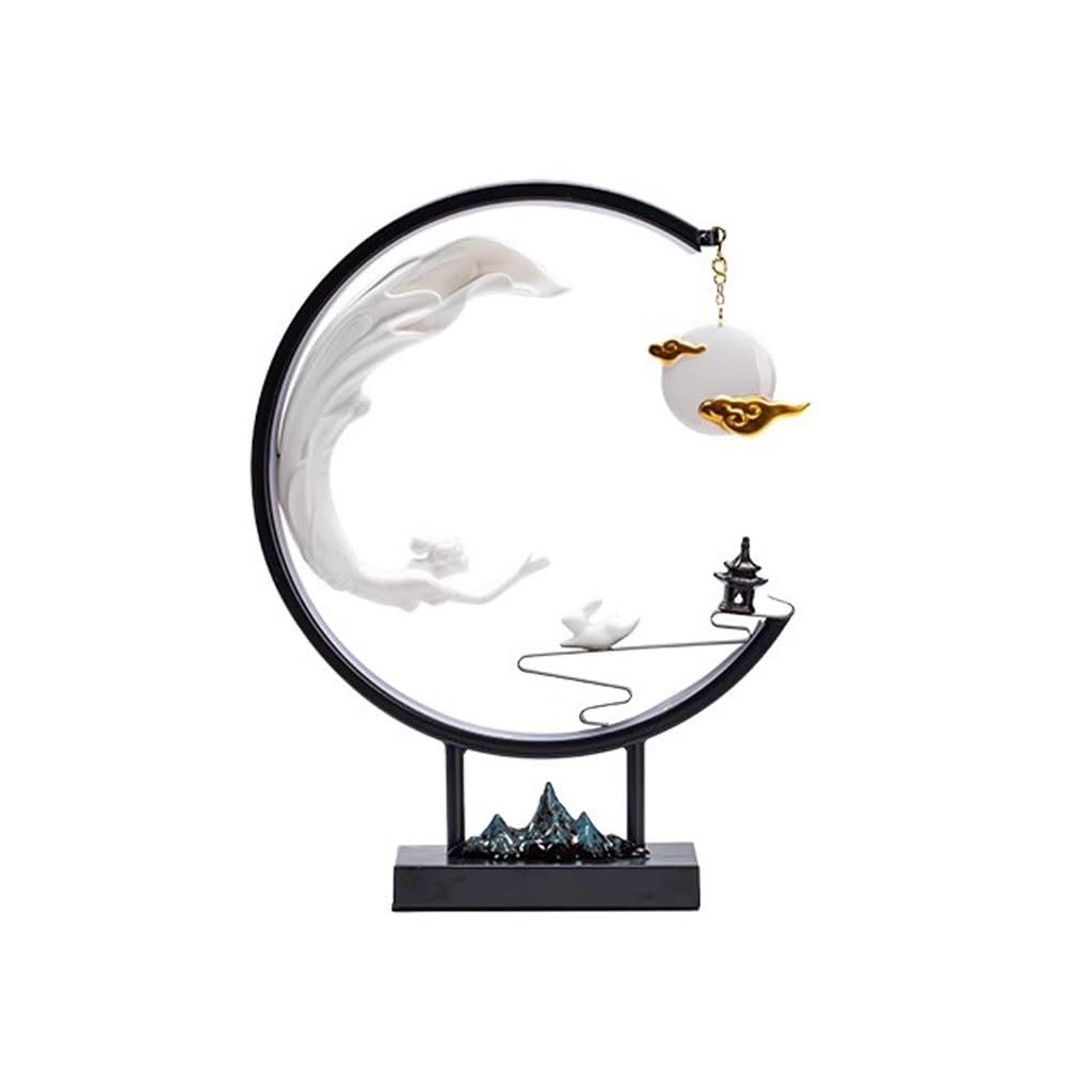 Brûleur d'encens à flux arrière Chang'e, statue lumineuse et sculpture zen haut de gamme