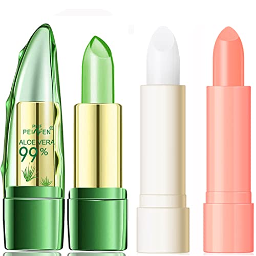 Aloe Vera Color Changing Clear Jelly Lipsticks, Lasting Nutritious Lip Balm Lips Natural Moisturizing gentle colorless Lipstick Lip Gloss 3pcs