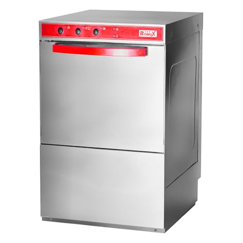 Romux® Lavastoviglie Professionale 50x50 cm con Pompa Brillantante e Detergente | Lavastoviglie per Ristorazione | Lavastoviglie Industriale con Lavaggio Rapido | Lavastoviglie per Bar e Ristoranti
