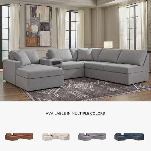 Image of Signature Design by Ashley 6-Piece Sectional with Chaise, Audio Console