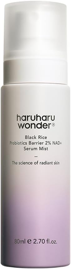 haruharu wonder Probiotiques de riz noir 2 % NAD+ Brume sérique ultra fine, hydratante et repulpante, soutien de la barrière cutanée, peau sensible, céramide, soin coréen, végétalien, 80 ml